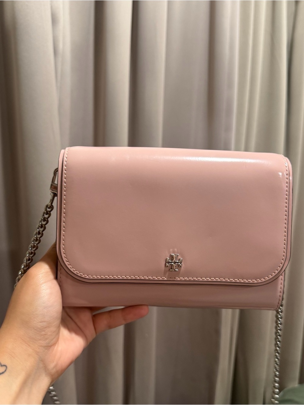Tory Burch Blush Pink Leather Chain Crossbody